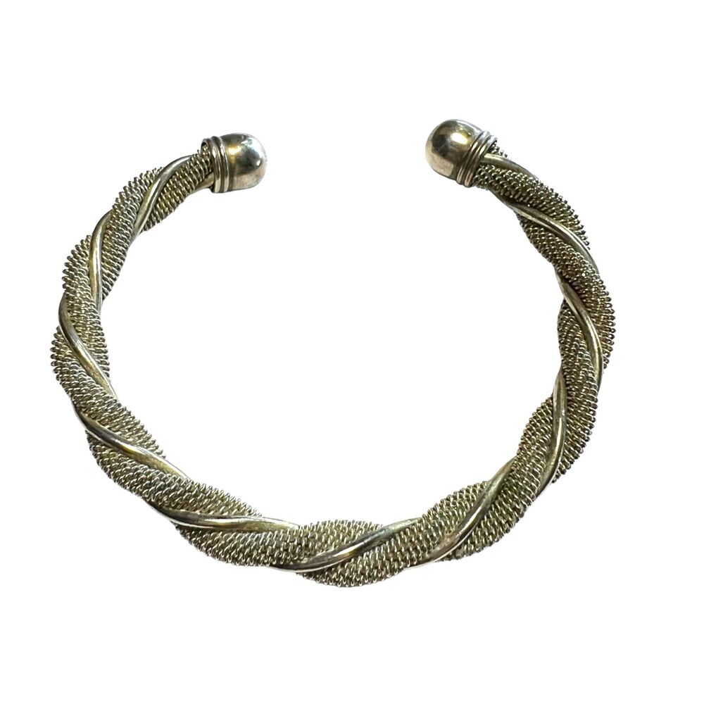 Womens Cuff Bracelet Bangle Silver Twisted Mesh Unknown Metal Fashion Jewelry